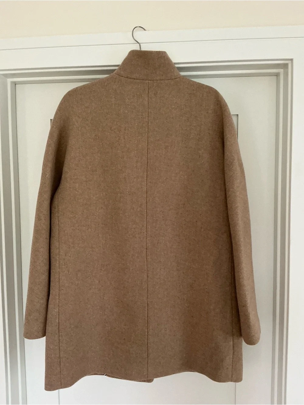 NWOT J. Crew stadium cloth Wool Blend Stand-Collar Coat in Camel size 14.